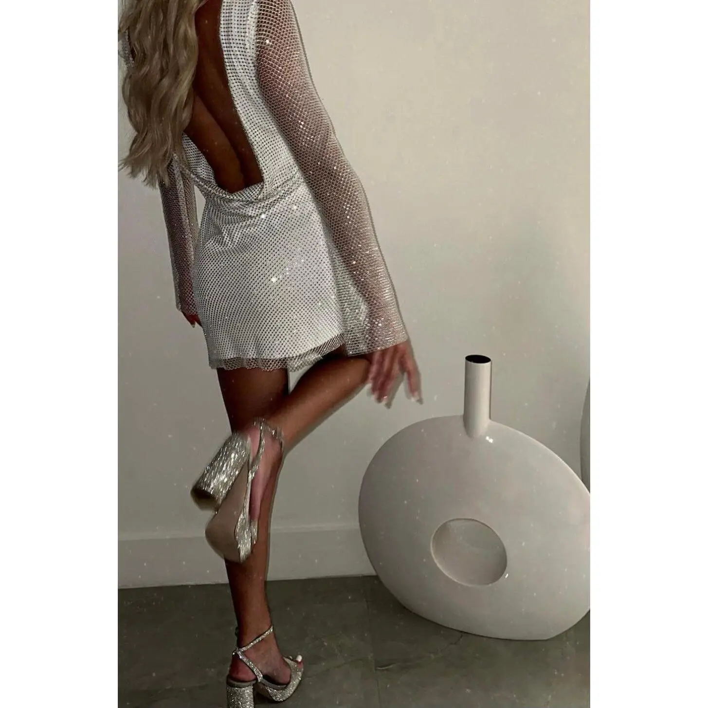 Women's Anna White Rhinestone Mesh Mini Dress, Spandex-Cotton-Polyester Blend, Stylish Casual Dress - TikTok Shop Women's Anna White Rhinestone Mesh Mini Dress, Spandex-Cotton-Polyester Blend, Stylish Casual Dress - TikTok Shop