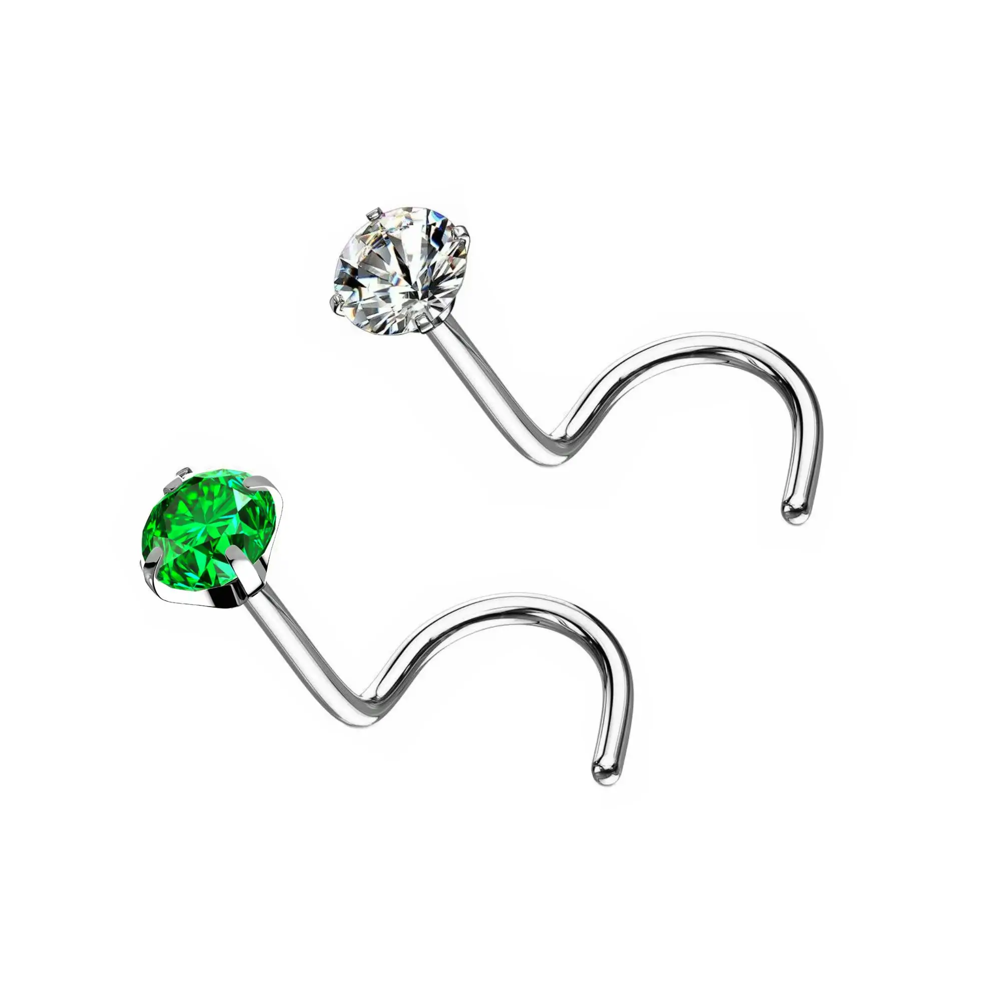 G23 Titanium Nose Stud 20g 3mm CZ Diamond Corkscrew Nose Piercing Stud for Women Nickel Free High Quality Gift for Her