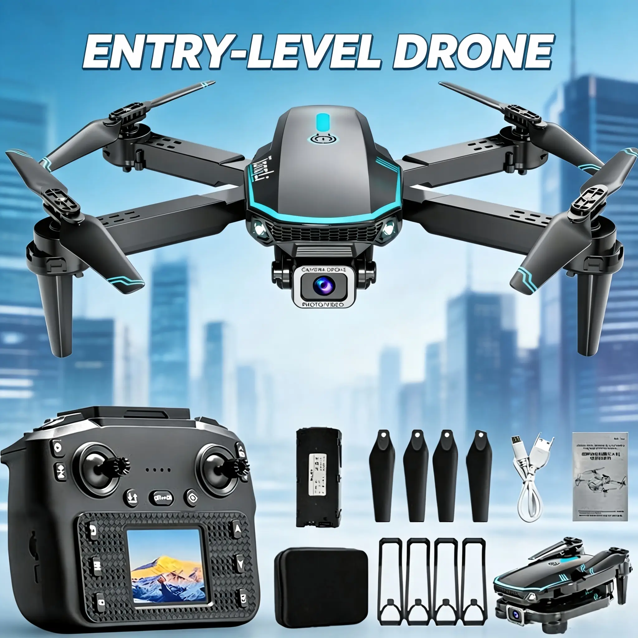 Tong Li HD aerial drone kids RC aircraft toy quadcopter remote controller with screen birthday gift Christmas gift long endurance drop & crash resistant headless mode cool stunts