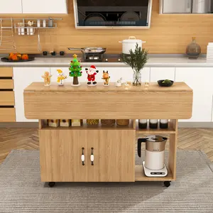 Multi-Functional Folding Table with Storage Shelves and Wheels, 47 Inch Foldable Dining Table for Small Spaces, Compact Desk for Kitchen, Dorm, Office