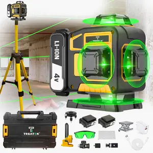 16 Lines Laser Level,  4x360° Green Laser Level With 2pcs Rechargeable Lithium Batteries/ Wall Mount For HOME And Outdoor Building Renovation Work