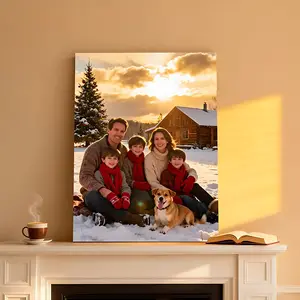 Personalized Wooden Framed Canvas Poster, Custom Portrait Art, Romantic Couple Memorial Gift for Parents' Birthdays & Father's Day, Home Wall Decor (Home Supplies)