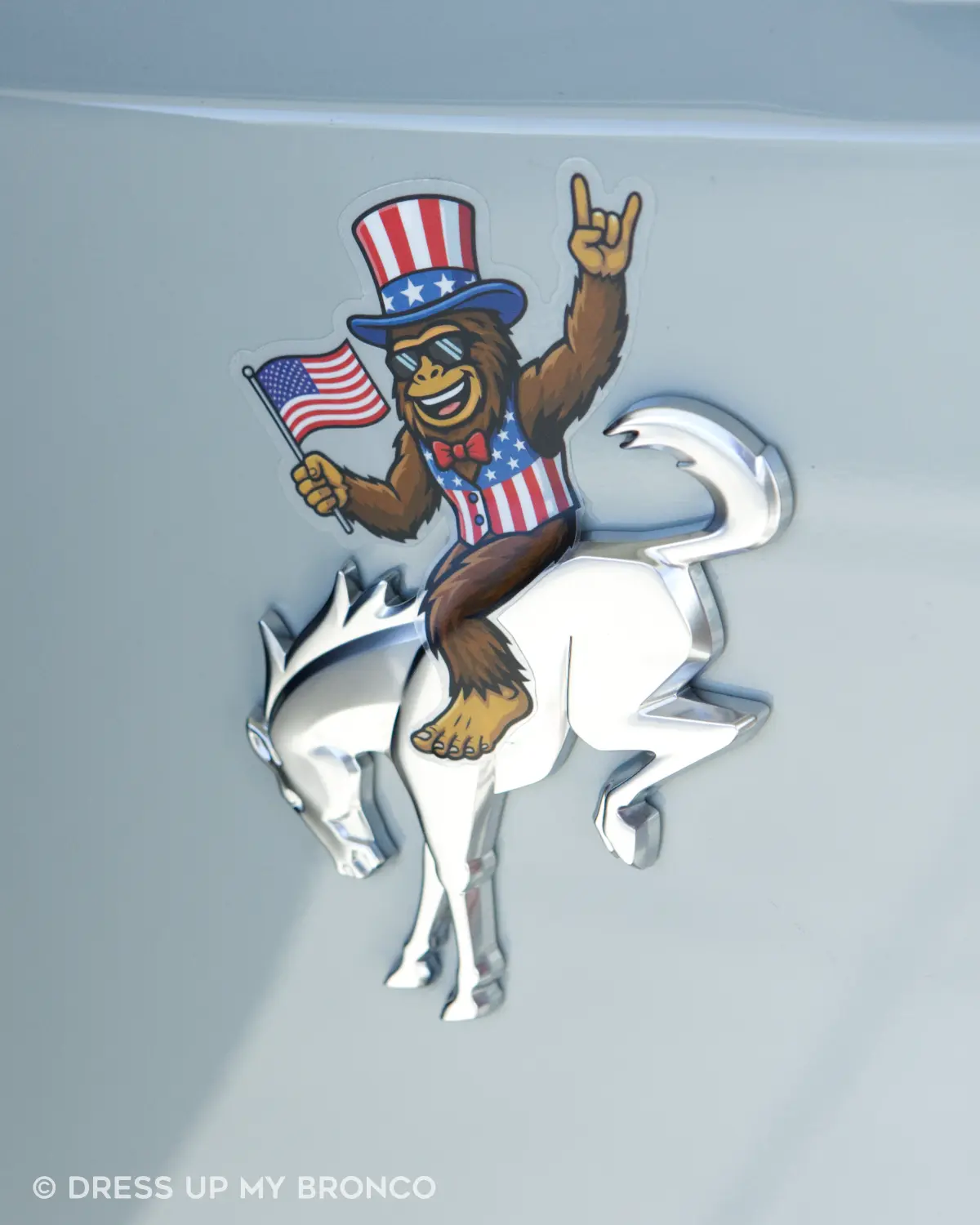 Red, White & Sasq — Bronco Rear Emblem Vinyl Decal (4th July Edition)