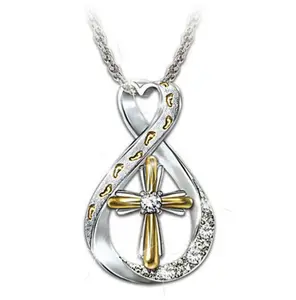 Cross Diamond Pendant Two Tone