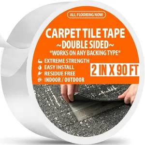Double Sided Carpet Tape Heavy Duty Carpet Tile Tape 2in x 90ft for Installing Carpet Tile, Vinyl, Carpet on Carpet, Rubber, Rugs, Indoor / Outdoor