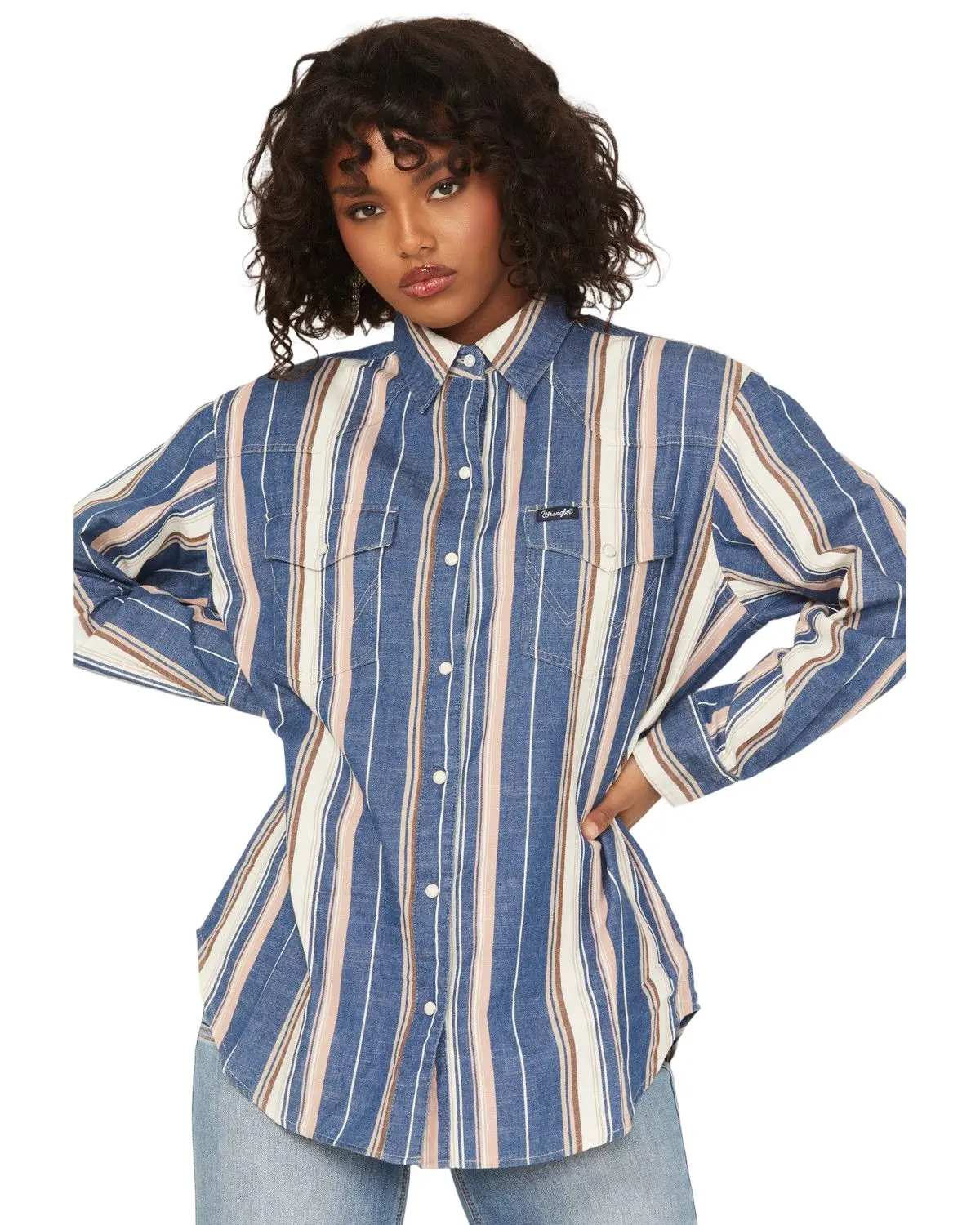 Wrangler Women's Retro Women'S Striped Long Sleeve Snap Western Shirt - 112368458