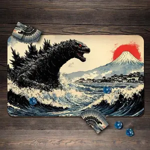 MTG Playmat, Godzilla Inspiration Custom Play Mat, TCG Playmat with Zones - 24"x14", desk accessories, gaming room accessories.