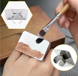 TIKA Stainless Steel Makeup Mixing Palette with Spatula, Cosmetic Palette for Foundation, Eye Shadow and Nail Art