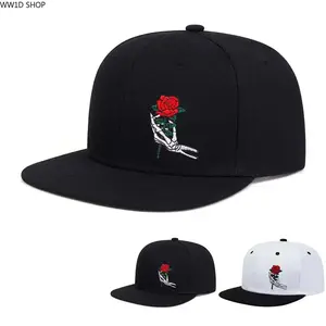 Unisex Hands Rose Embroidered Hip Hop Baseball Cap for Outdoor Travel and Beach Activities, Adjustable Sun Protection Casual Hat for Spring and Autumn Wear