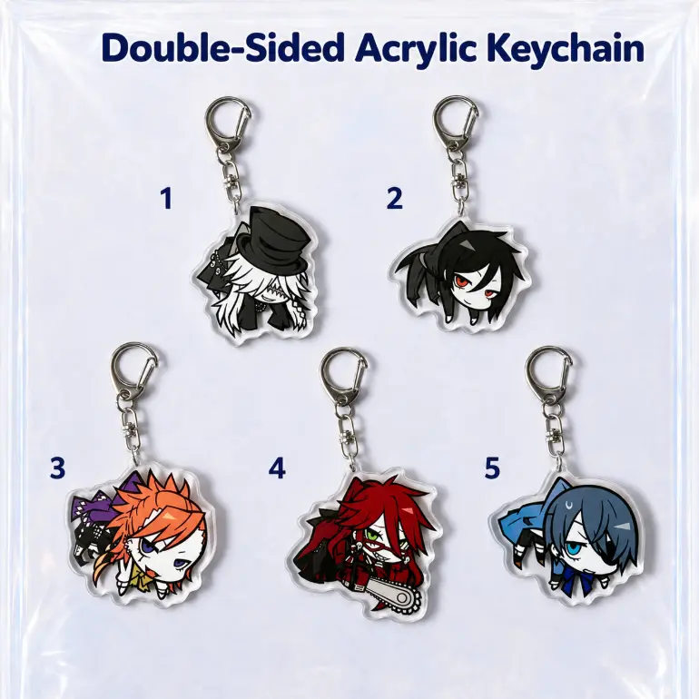 Black Butler Acrylic Keychain, Anime Keychain, Sebastian Michaelis, Double Side Keychain, Ciel Phantomhive, Anime Gift for Friend