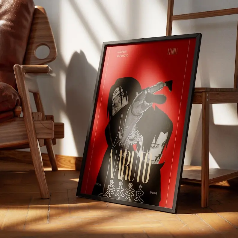 Uchiha Brothers Poster | Itachi and Sasuke Anime Wall Art | Naruto-Inspired Artwork | Manga Fan Gift | Anime Room Décor