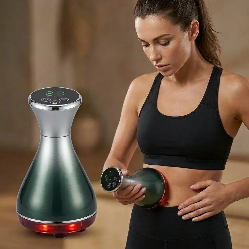 Handheld Full-Body Fitness Vibration Tool with 23 Contact Tips, Red Light & Mild Warmth, 3-Speed Adjustable Vibration Intensity for Neck, Back & Shoulder Daily Training