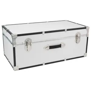 212 MAIN 30 in. Traditional Wood Seward Basic Trunk - Sealed Box with Dual Locks, Organizing Tools, Outdoor Furniture for Patio Swing Space Organization