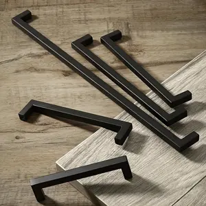 Hot 20Pcs, Black, Cabinet Handles, Fashionable Square, Cupboard Handles, Wardrobe Handles, Aluminium Alloy Drawer Pulls, Cabinet Pulls, Hardware Handles, include matching screws-2024