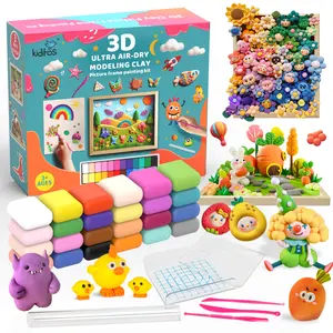Kiditos Air Dry Clay 24 Colors with 2 Photo Frames DIY Clay Art Craft Kit Safe Non-Sticky Modeling Clay Gifts for Boys Girls
