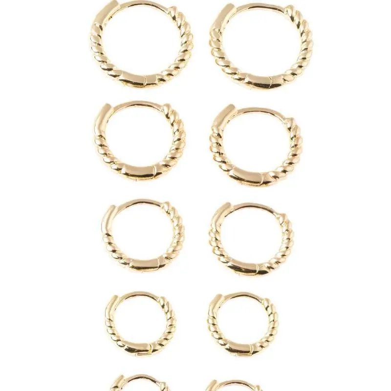 Unisex Textured Twist Gold Hoop Earrings - Multi-Size Huggie Hoops