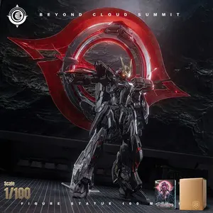 Shogun Mech Model Kit, Model Set, 1/100 Scale Fully Poseable Action Figure, Pre-Painted No Glue Required, Dark Style Mecha, Includes Platform & Hole Effect Parts