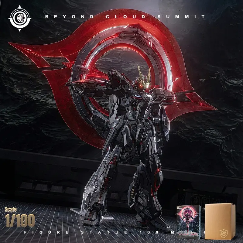 Shogun Mech Model Kit, Model Set, 1/100 Scale Fully Poseable Action Figure, Articulated Figurines, Posable Figures, Pre-Painted No Glue Required, Dark Style Mecha, Includes Platform & Hole Effect Parts