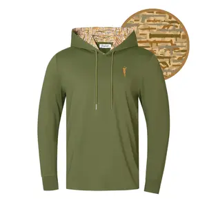 Desert Gamo Hoodie Army Green Camo Lining Long Sleeve Fitted Medium Length Casual Style SPF 50+ Lightweight Breathable Perfect for Beer Season