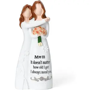 Mother Daughter Figurine from Daughter, Sentimental Keepsake, Mom Birthday Gifts, Decorative Sculpture, White