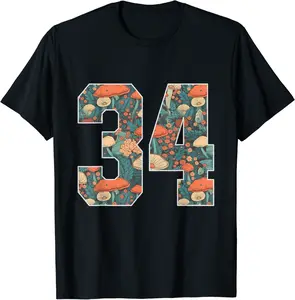 #34 Number Cottagecore Mushroom Retro Flower T-Shirt - Haileybutl Shop 56B0CGWBWXV1