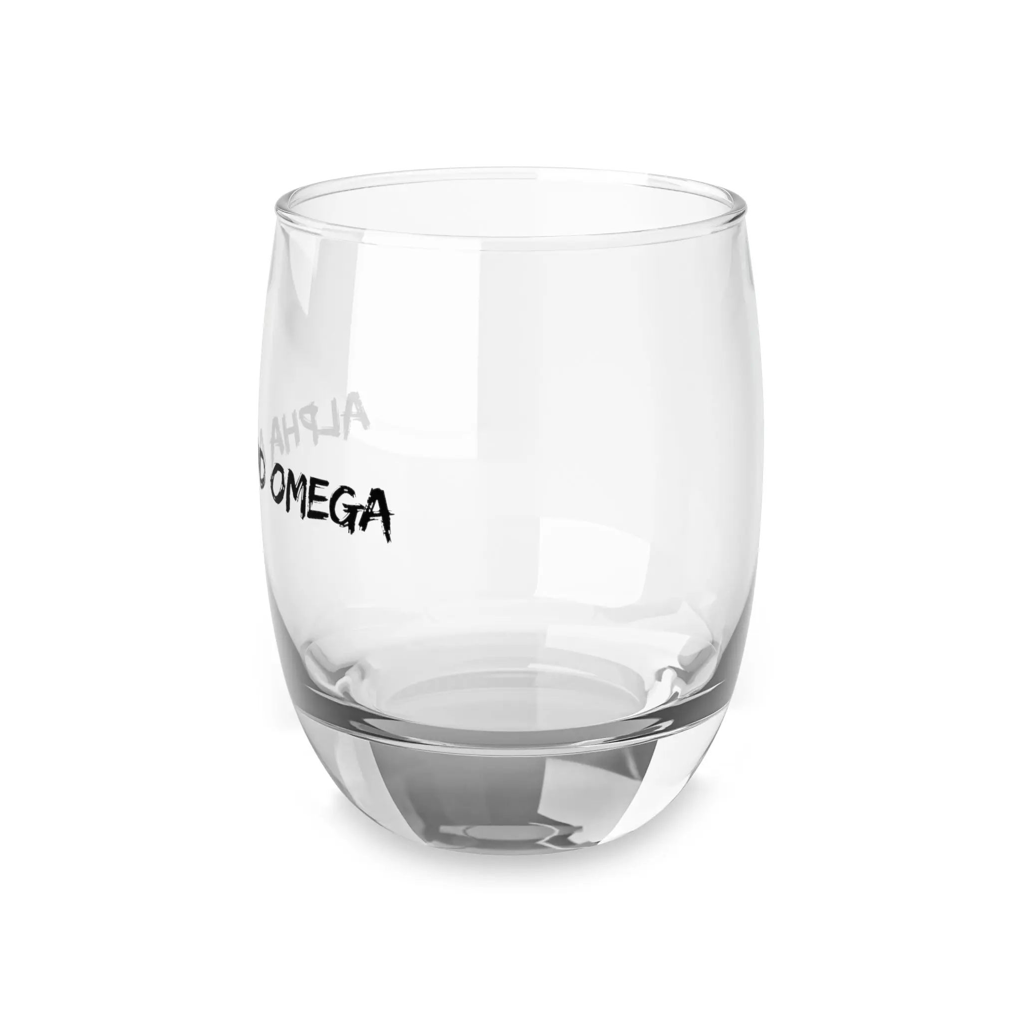 Alpha and Omega Whiskey Glass — Religious Script Rocks Glass, Faith Gift for Him (Customizable)