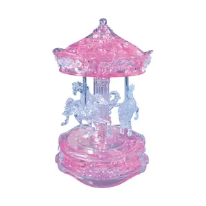 3D Crystal Puzzle - Carousel (Pink): 83 Pcs