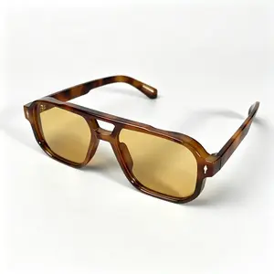 Classic Retro Brown Frame Sunglasses for Daily Wear with UV400 Protection, 70s Retro Aviator Sunglasses for Men & Women, Old Money Aesthetic