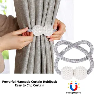 Magnetic Curtain Buckle, 4 Counts/set Fall Creative Large Pearl Design Curtain Tieback, Home Organizer for Living Room Bedroom, Bedroom Furniture Decorative Accessories, Trending Home Decor 2026