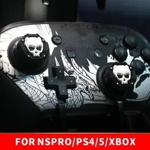 Skull Pattern Joystick Cap, 2pcs Silicone Protective Cap for Xbox, PS5 Controller & Switch Pro Controller, Gaming Console Accessories