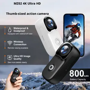 MZ02 4K Thumb Action Camera Ultra HD 800mAh Electronic Image Stabilization IP65 Waterproof with Case for Outdoor Sports Pocket Rotatable Mini WiFi Infrared Night Vision