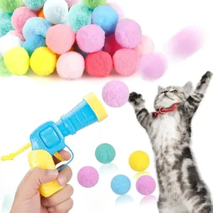 31Pcs Cat Ball Toy Launcher Gun,Cat Balls Fetch Toy,30Pcs Plush Fuzzy Balls Launcher Cat Toy for Cats with 1 Gun,Funny Interactive Cat Toys for Bored Indoor Adult Cats,Cute Kitten Kitty Toys