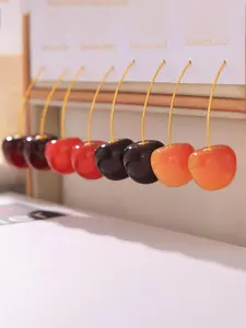 Cute Cherry Pendant Earrings Set for Women, Stainless Steel Casual Daily Wear Jewelry, 4 Pairs Sweet and Adorable Ear Studs, Casual Trendy Jewelry