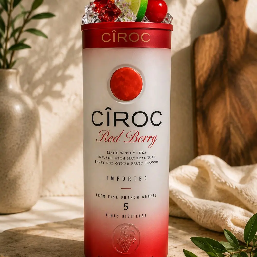 Stylish Red Berry Ciroc Glass Tumbler - Sturdy, Reusable Kitchenware Drinkware Water Bottle for Iced Tea, Lime-Infused Beverages