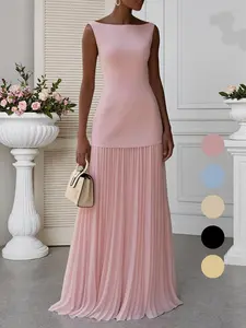 Fashionable Commuter Women's Plain Sleeveless Knit Tank Top + Knit Skirt Set, Two-Piece, Casual Fitted Style, All Seasons