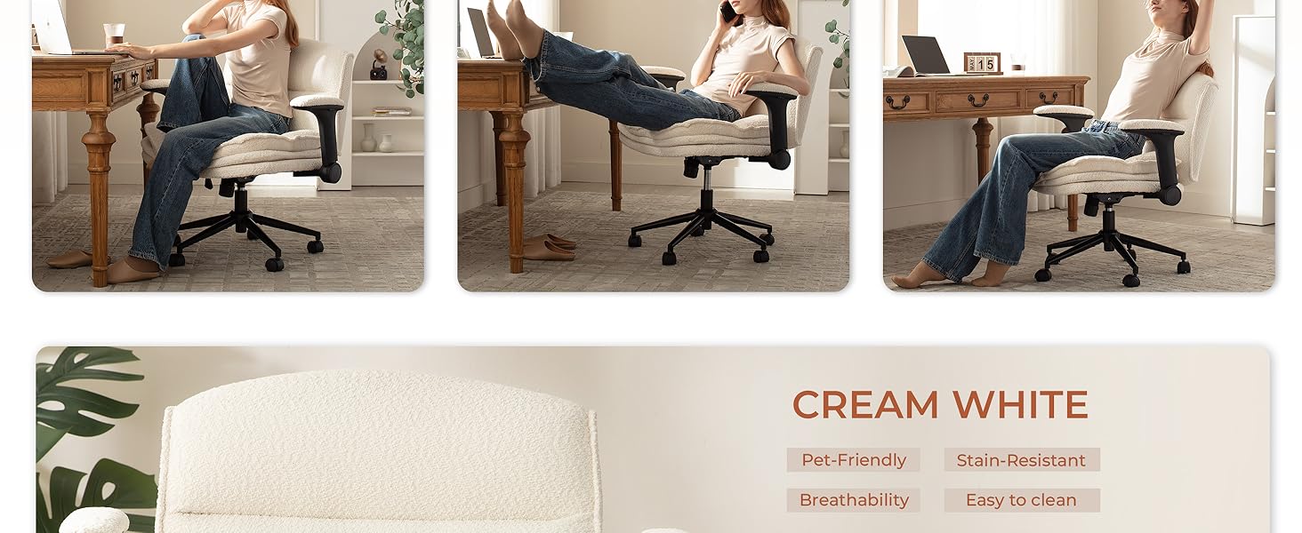 [Spring Glow Up] Extra Large Criss Cross Chair,  Oversized Chair with Adjustable Flip-up Arms and Wheels, Comfort Ergonomic Office Desk Armchair with 3 Layer Cushions, Wide Seat Vanity Chair for Home Office, Living Room, Bedroom