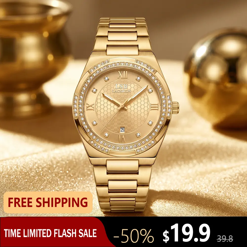 Men's Iced Out Round Wristwatch, Stainless Steel with Rhinestone Bezel, Waterproof Analog Quartz Movement with Luminous Dial and Date