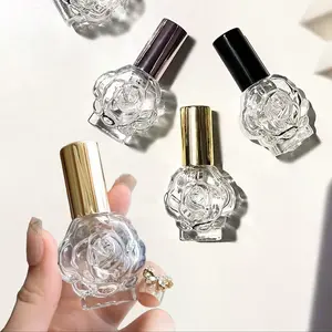 Rose Shape Glass Perfume Bottle, Mini Refillable Design Scented Bottle with Dropper, Ideal for Travel/daily Use, Perfect Gift for Beauty Lovers