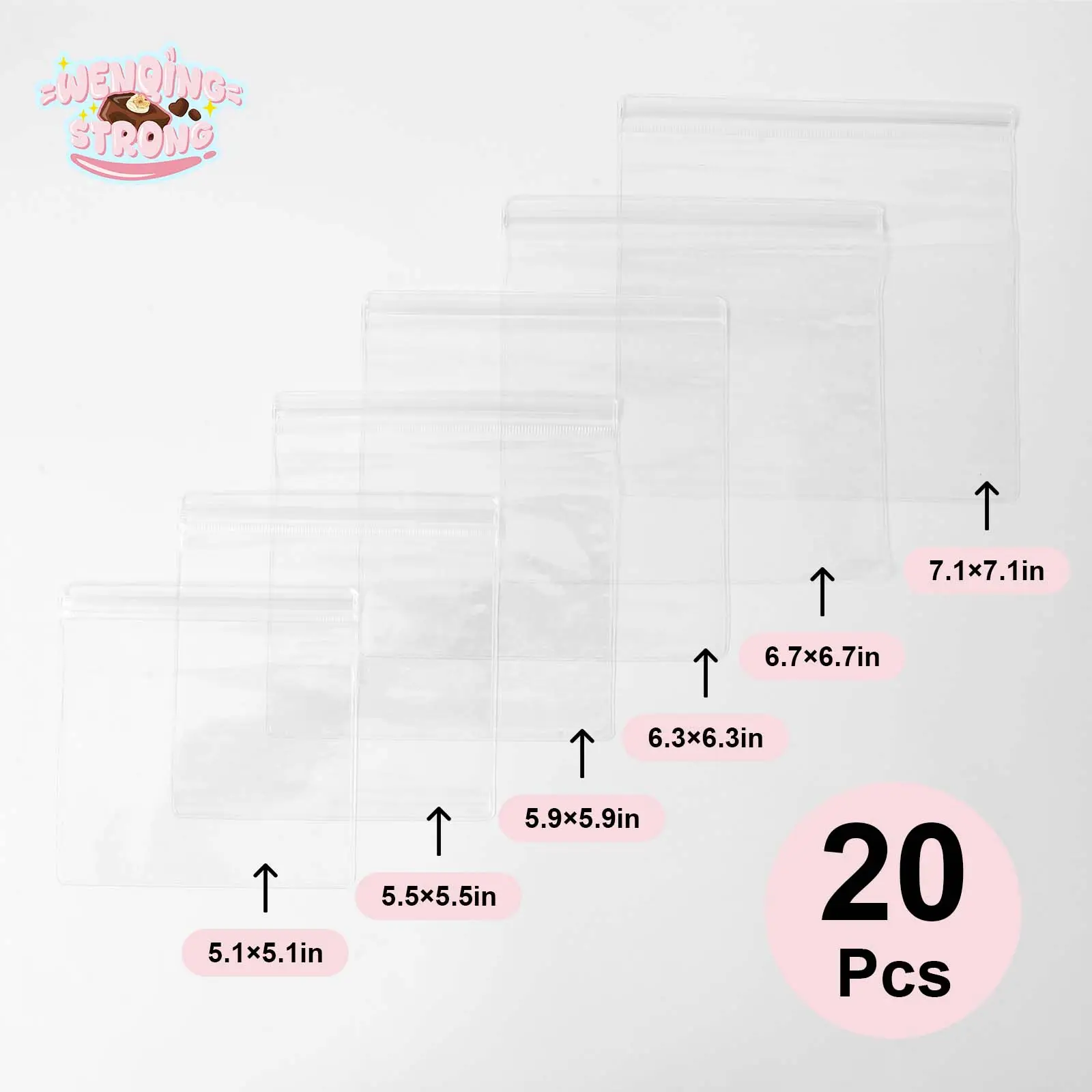 Taba Squishy Squishies - 20 Pcs Reusable Bags - No Warranty - Assorted Sizes 5.1x5.1in to 7.1x7.1in