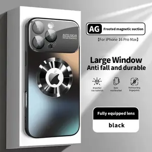 Fin Titanium Metallic Luxury Matte Case For iPhone 17 16 15 14 13 12 11 Pro Max Plus For Magsafe Glass Lens Camera Protection Cover