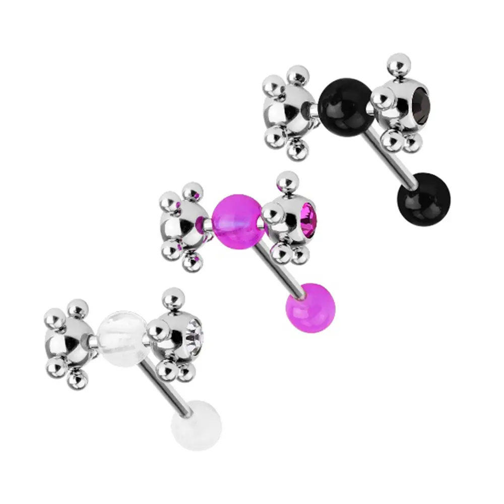 14G Crystal CZ Acrylic Ball Spinner Tickler Barbell Tongue Ring Surgical Steel Piercings Jewelry 5/8" 16mm - Sold Individually