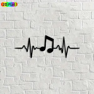 1pc Music Note & Heartbeat Metal Wall Art, Rhythmic Music Note & Heartbeat Statue Mural, Ideal Gift for New Year, Christmas, Music & Home Decor Enthusiasts, Weather-Resistant Metal Wall Decor Wall Sculptures,  Unique Music-Inspired Wall Art
