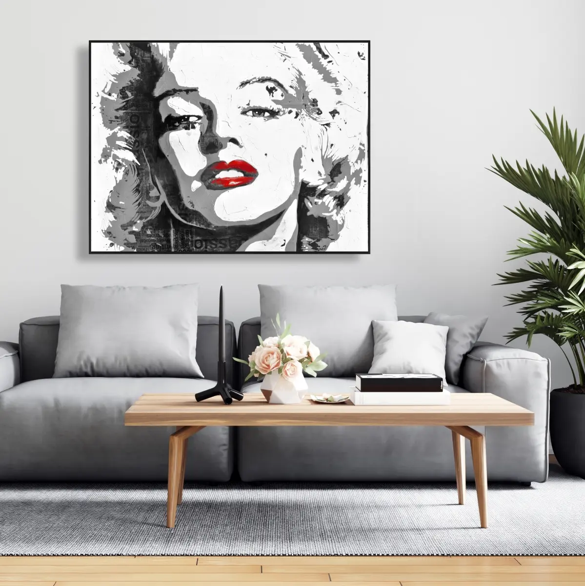 Vintage Design Marilyn Monroe Celebrity Image Graphic Hanging Wall Art - 36x48 in Durable Framed Print, 360 Stand, Home Decor Decoration Gift for Friends, Vibrant Home Supply