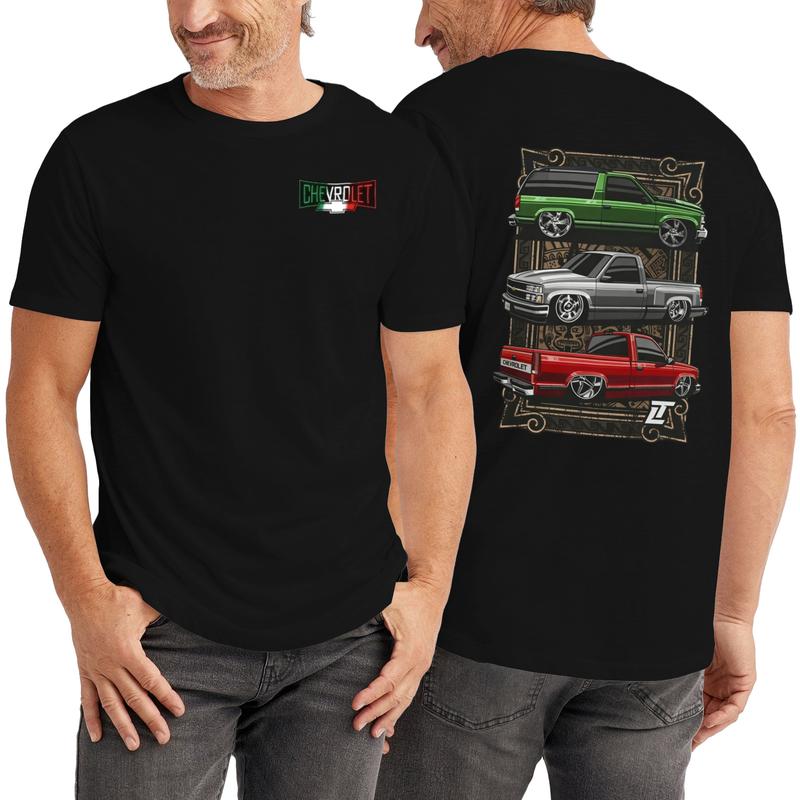 [Graphic T-shirt] Mexican Pride Chevy Trucks Tee |   Lowered Truck Lifestyle Shirt, Car Lover Tee, Full Colour T-Shirt Unisex, Retro Graphic Tee for Men Women, Casual Pure Cotton Top, Car Enthusiast Gift Idea