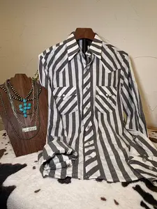 Black Striped Pearl Snap