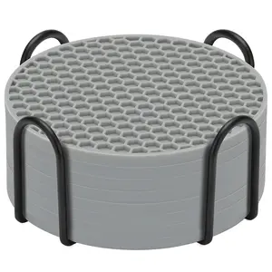 Silicone Round Coaster Set of 8 with Holder, Anti-Slip Non-Stick Design, Suitable for Hot & Cold Drinks, Perfect for Home & Office Use