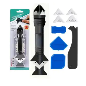 3-in-1 Silicone Caulking Tool Set, Multi-Function Angle Grout Remover Scraper Sealant Finishing Tool for Bathroom Kitchen Tile Stainless Steel