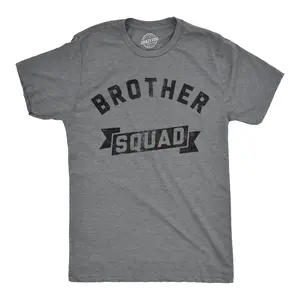 Mens Brother Squad T Shirt Funny Awesome Bro Sibling Joke Tee for Guys Mens Funny T Shirts Cool Vintage Fashion T-Shirt Gift Classic Menswear Funny Brother Short Sleeve Novelty Tees for Guys Dark Grey