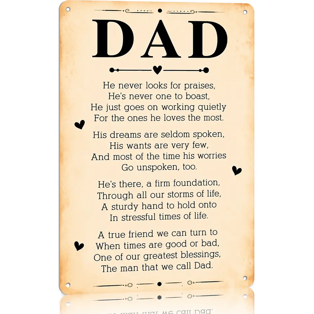 8x12 Inch Aluminium Metal Sign, Heartfelt Father's Tribute Wall Art, Home & Man Cave Decor, Father’s Day & Birthday Gift for Dad, Father’s Day Gift