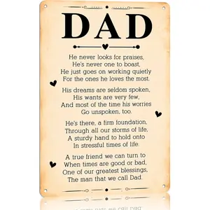 Aluminium Metal Sign, 8x12 in Heartfelt Father's Tribute Wall Art, Home & Man Cave Wall Decor, Father’s Day/Birthday Gift